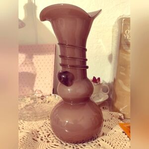 Beautiful Tango glass vase in a plum color, decorated with piping